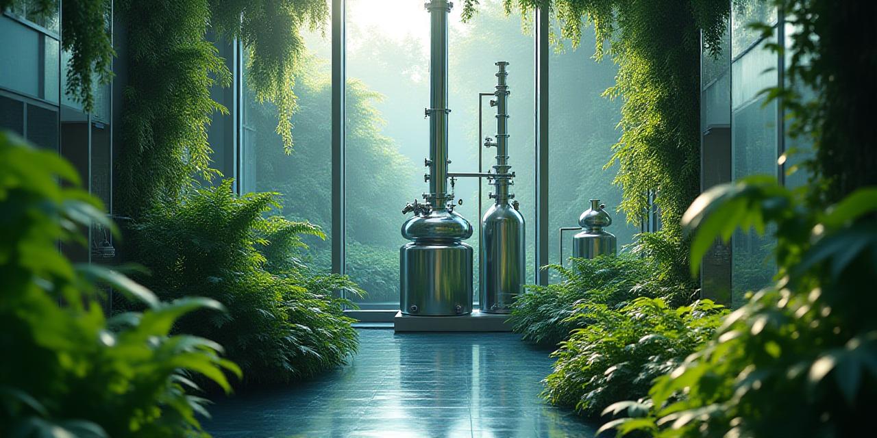 Industrial lab equipment with organic plants